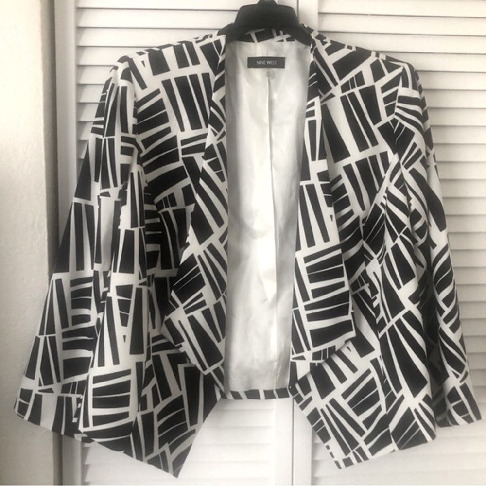 Nine West Valeta Flyaway Jacket black and White Size 14W NWOT
